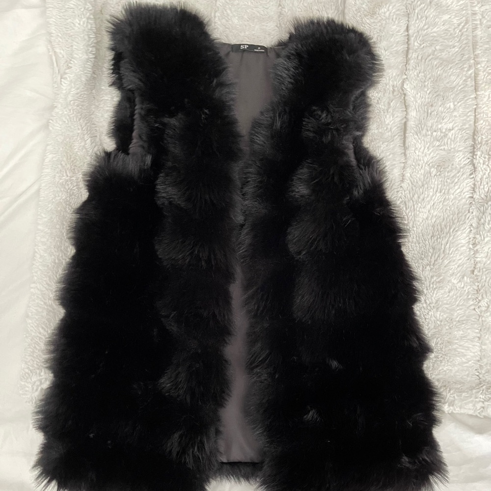 Black Faux Fur Vest